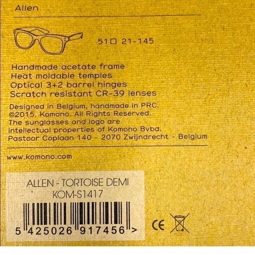 NEW Komono sunglasses Allen Tortoise Demi Brown Tan